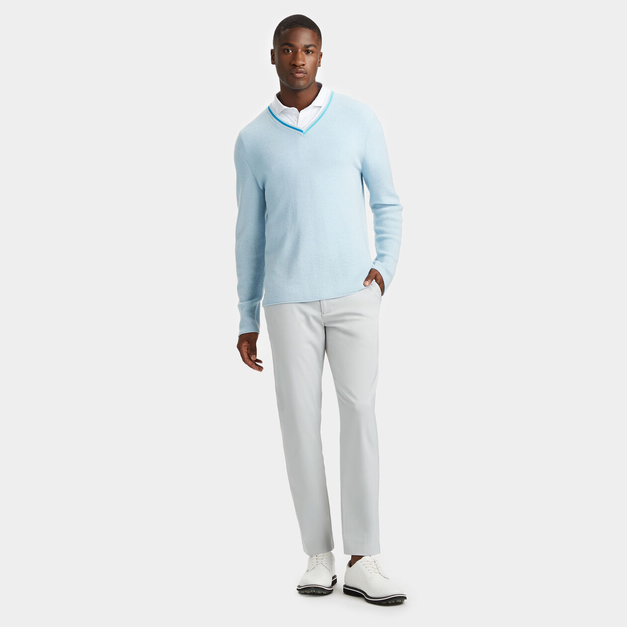 Powder blue v deals neck sweater