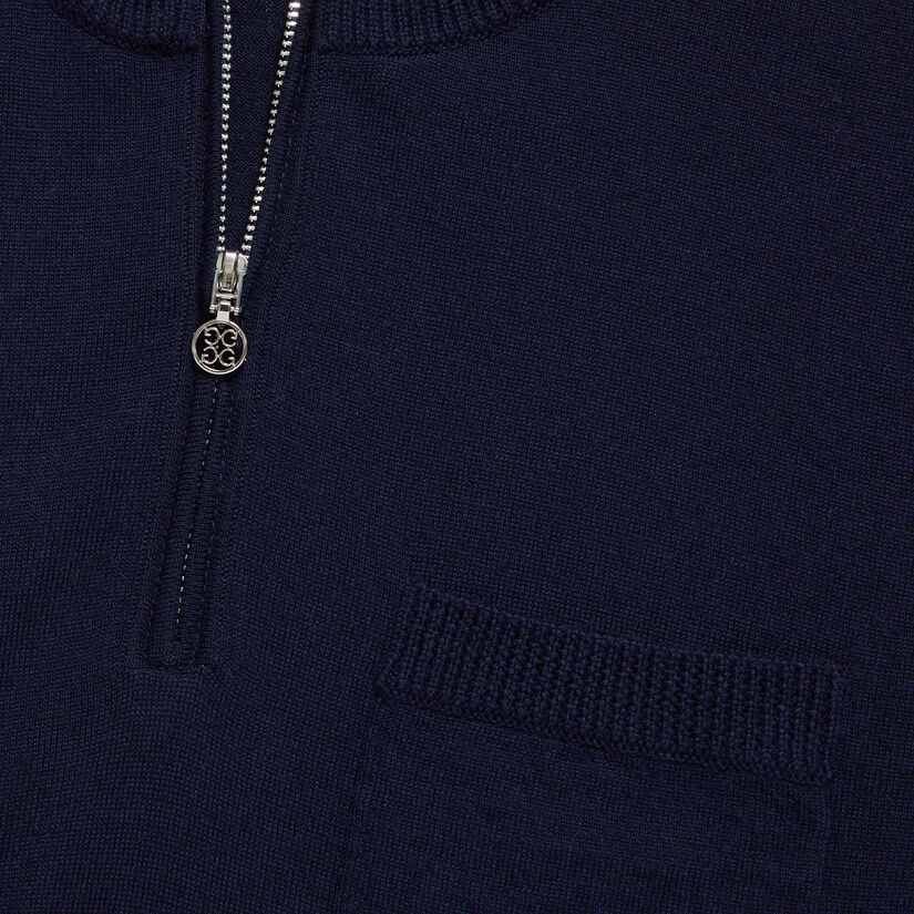 MERINO WOOL QUARTER ZIP POLO SWEATER DRESS image number 6
