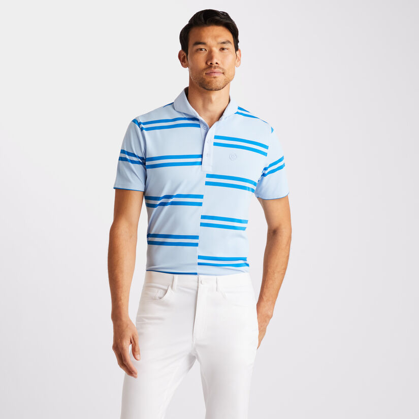 OFFSET STRIPE MODERN SPREAD COLLAR TECH PIQUÉ SLIM FIT POLO image number 3