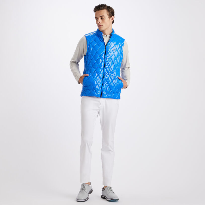 QUILTED COATED NYLON WOOL LINED SLIM FIT PUFFER VEST image number 4