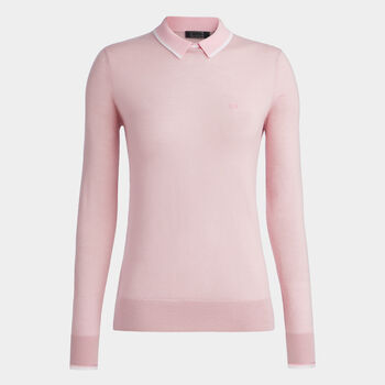 LAYERED MERINO WOOL POLO SWEATER