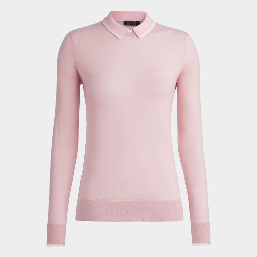 LAYERED MERINO WOOL POLO SWEATER image number 1