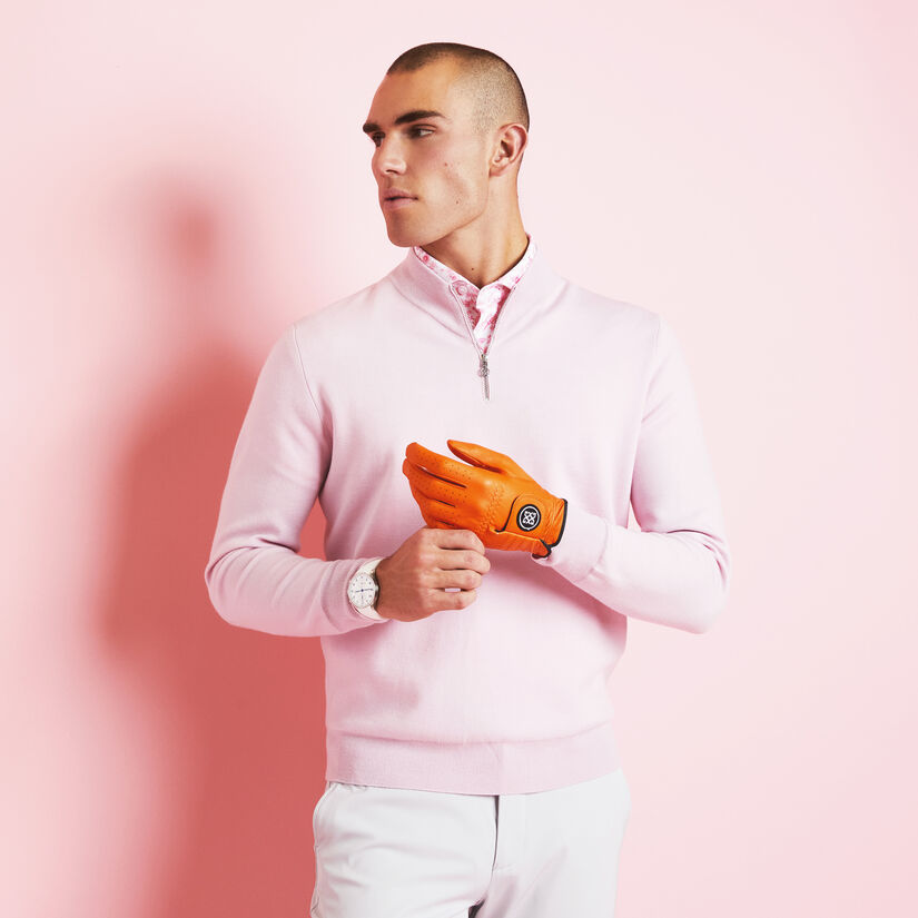 V NECK MERINO WOOL QUARTER ZIP SWEATER image number 2