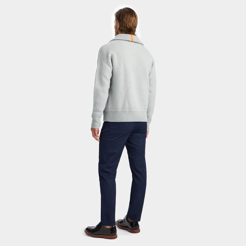 RIBBED FUNNEL NECK MERINO WOOL QUARTER ZIP SWEATER image number 4