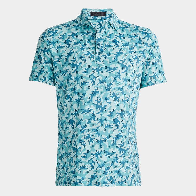 MAPPED ICON CAMO TECH JERSEY MODERN SPREAD COLLAR POLO image number 1
