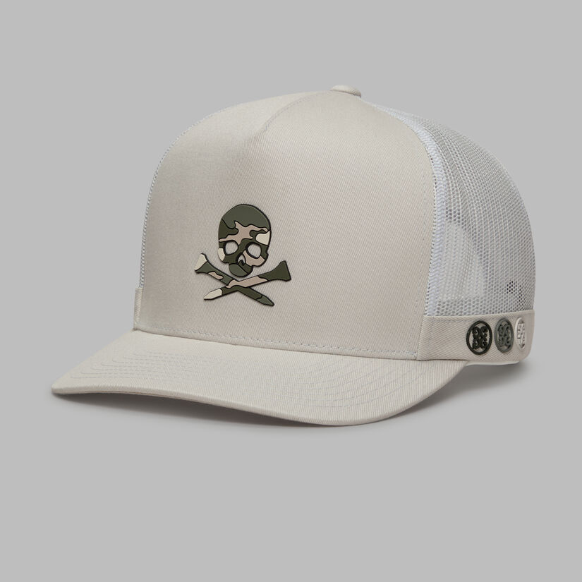 CAMO SKULL & TEES TALL TRUCKER HAT image number 1
