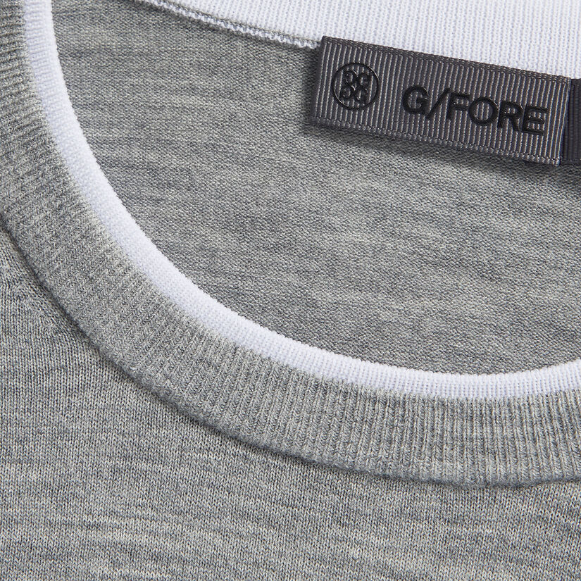 CONTRAST MERINO WOOL BLEND CREWNECK SWEATER image number 6