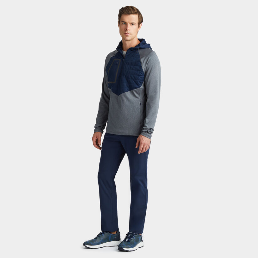 HOODED TECH INTERLOCK QUARTER ZIP PULLOVER image number 3