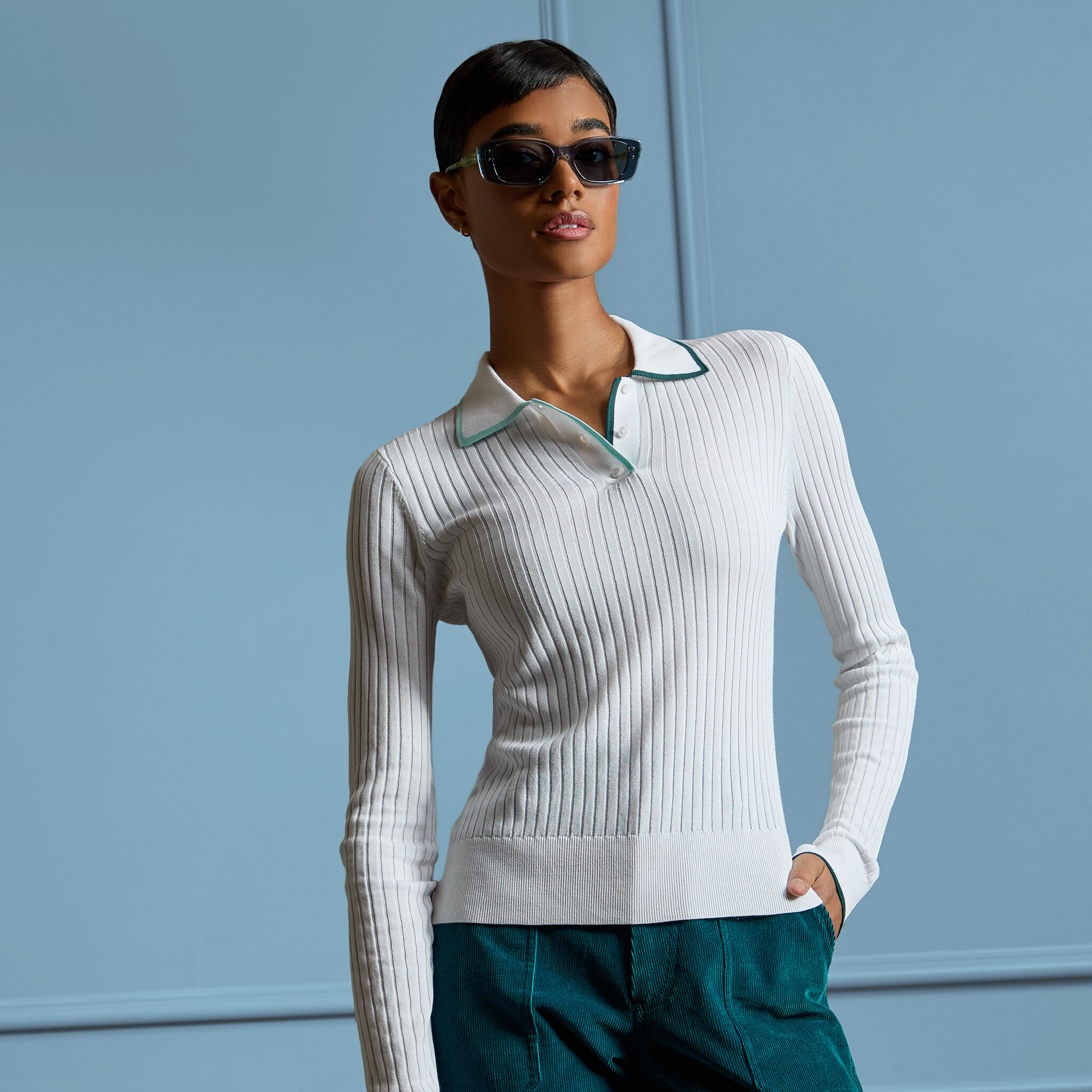 Women's long sleeve knit polo shirts new arrivals