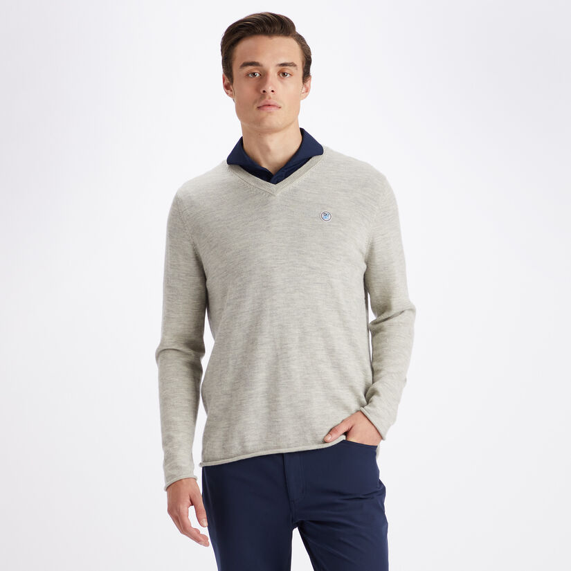 CONTRAST V NECK SLIM FIT CASHMERE SWEATER image number 3