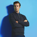 CONTRAST V NECK MERINO WOOL QUARTER ZIP SWEATER image number 2