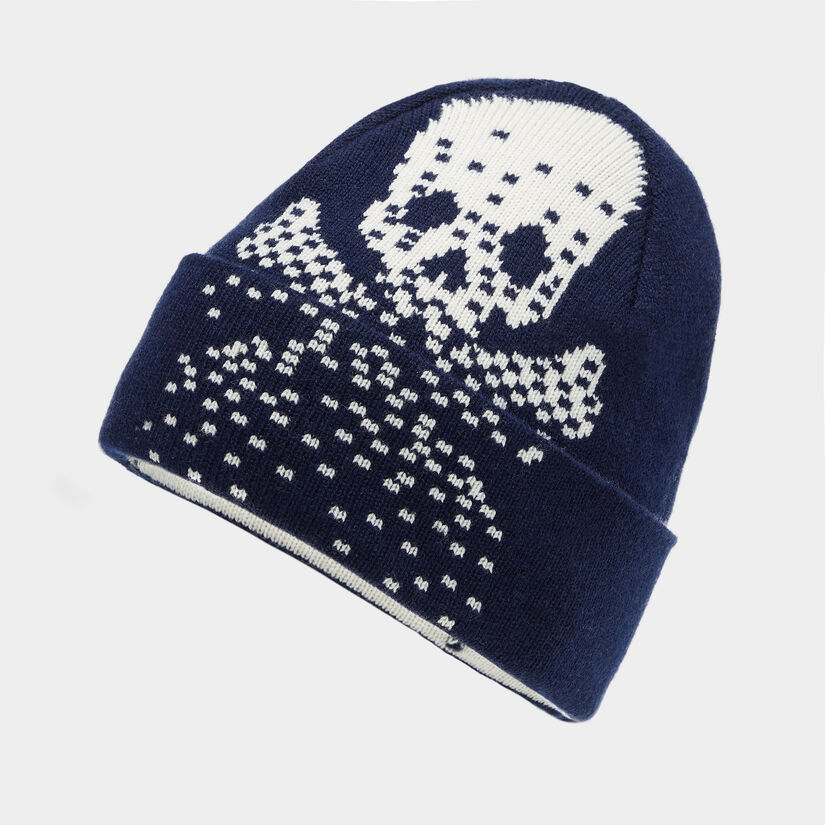 PIXELATED SKULL & TEES CASHMERE MERINO WOOL BEANIE image number 1