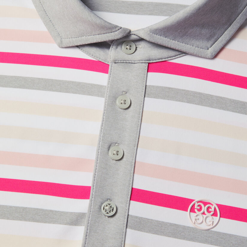 FAVOURITE STRIPE TECH JERSEY MODERN SPREAD COLLAR POLO image number 7