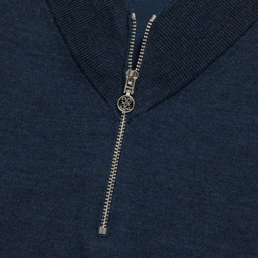 V NECK MERINO WOOL QUARTER ZIP SWEATER image number 6