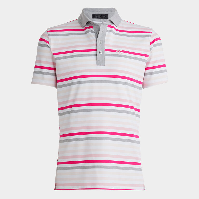 FAVOURITE STRIPE TECH JERSEY MODERN SPREAD COLLAR POLO image number 1