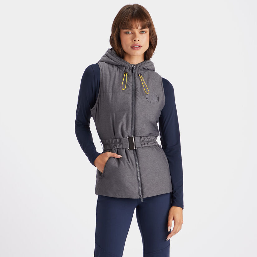MERINO WOOL LINED QUILTED NYLON HOODED PUFFER VEST image number 3