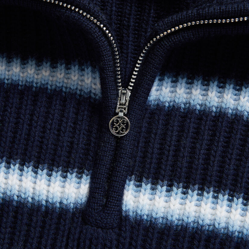 GRADIENT STRIPE RIBBED FUNNEL NECK QUARTER ZIP SWEATER image number 7