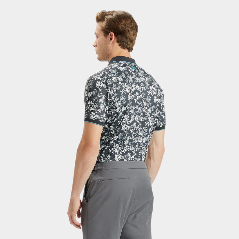 PEONY SKETCH BANDED SLEEVE TECH JERSEY POLO image number 5