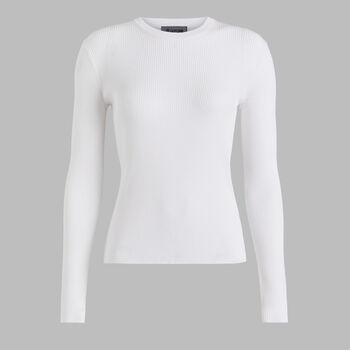 COTTON BLEND RIB KNIT FITTED TOP - Alternate Image 1