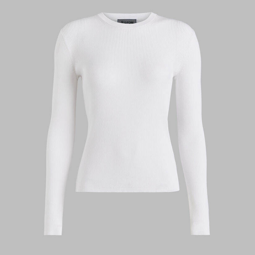 COTTON BLEND RIB KNIT FITTED TOP image number 1