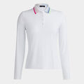 RIB PLEATED CONTRAST COLLAR SILKY TECH NYLON LONG SLEEVE POLO image number 1