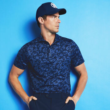 MAPPED ICON CAMO TECH JERSEY MODERN SPREAD COLLAR POLO