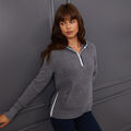 HOODED WAFFLE STITCH MERINO WOOL QUARTER ZIP SWEATER image number 2