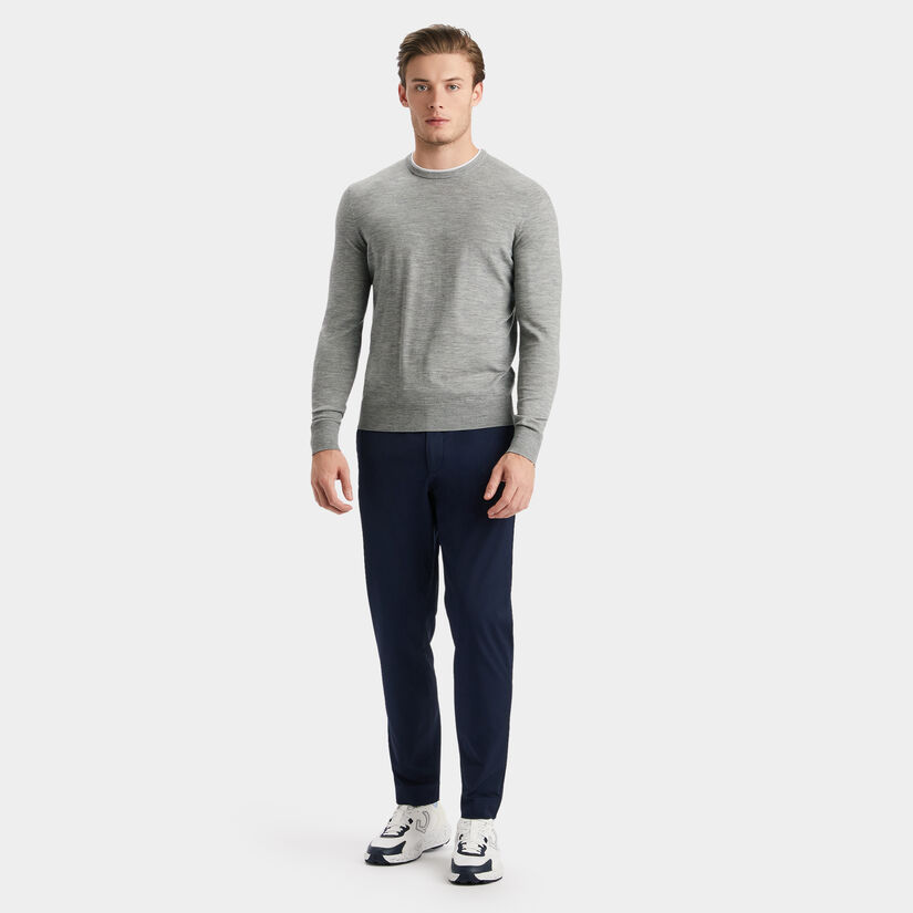CONTRAST MERINO WOOL BLEND CREWNECK SWEATER image number 4