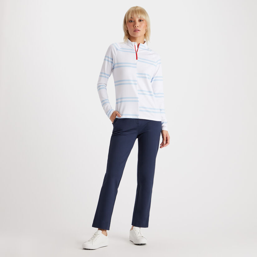 OFFSET STRIPE TECH JERSEY QUARTER ZIP PULLOVER image number 4