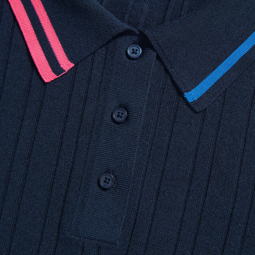 CONTRAST COLLAR RIB COTTON BLEND POLO image number 6