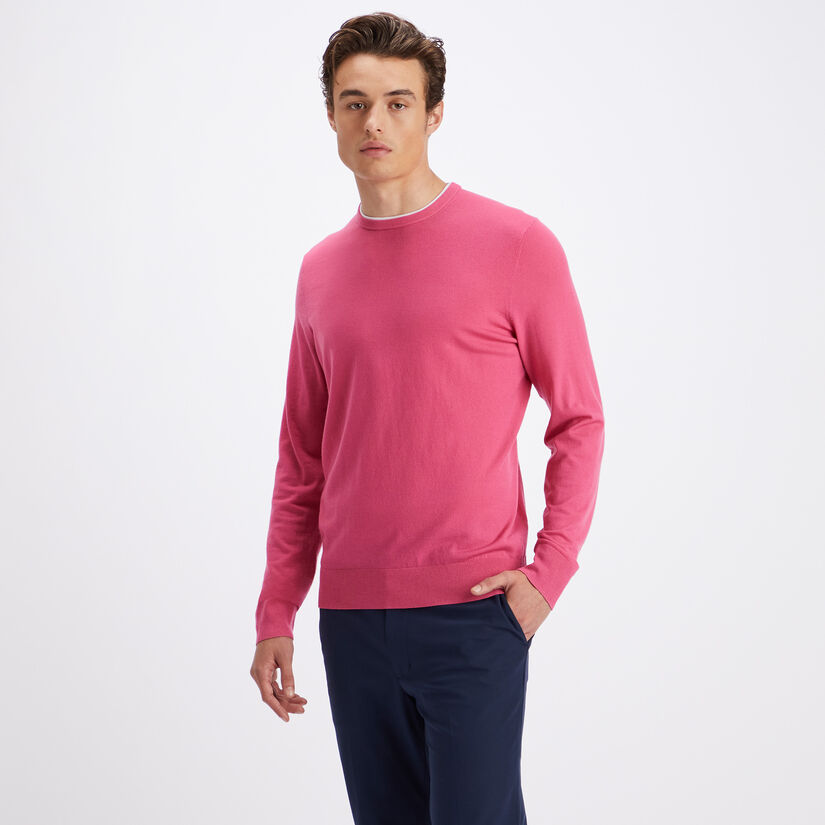 CONTRAST MERINO WOOL BLEND SLIM FIT CREWNECK SWEATER image number 3