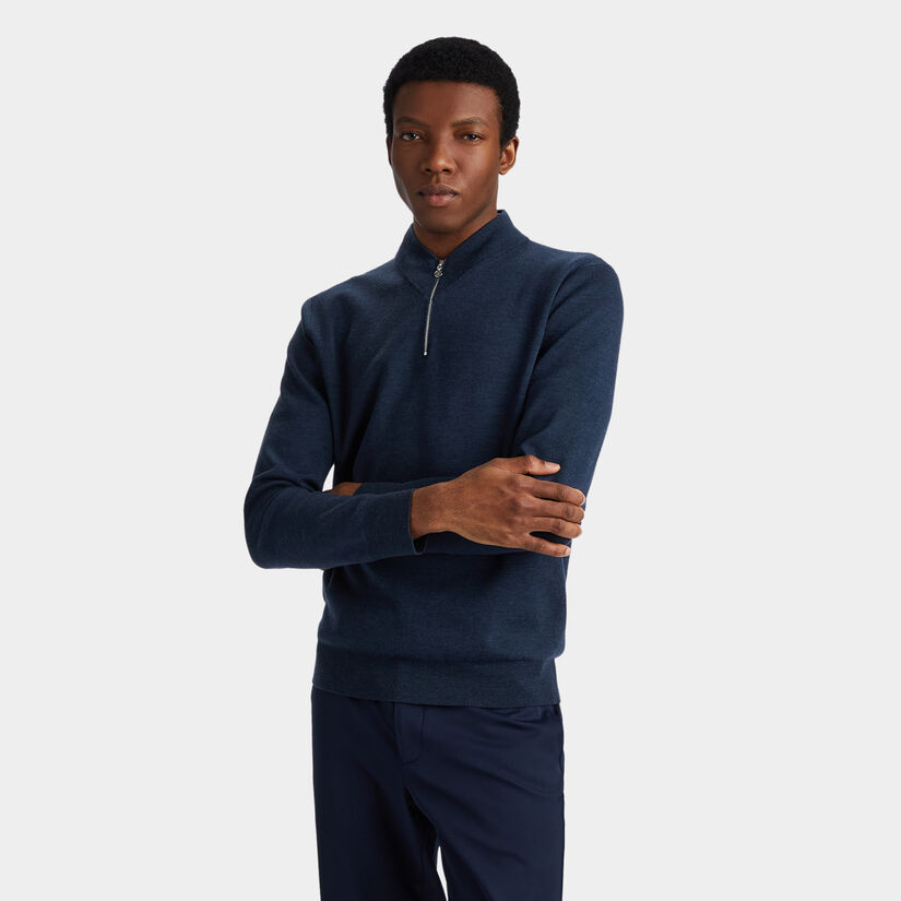 V NECK MERINO WOOL QUARTER ZIP SWEATER image number 3