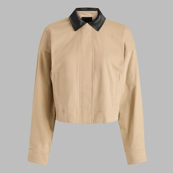 LTD RELEASE LEATHER COLLAR TRI-COTTON CROPPED JACKET
