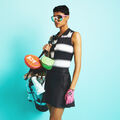 OFFSET GRADIENT STRIPE NYLON SLEEVELESS POLO image number 2