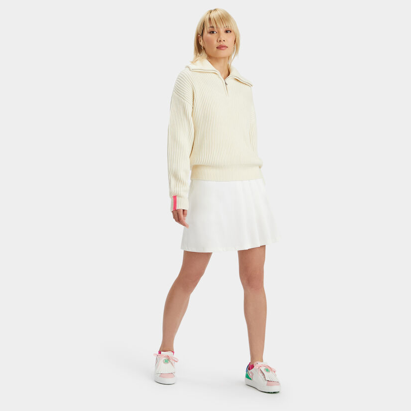 RIBBED FUNNEL NECK QUARTER ZIP SWEATER image number 4