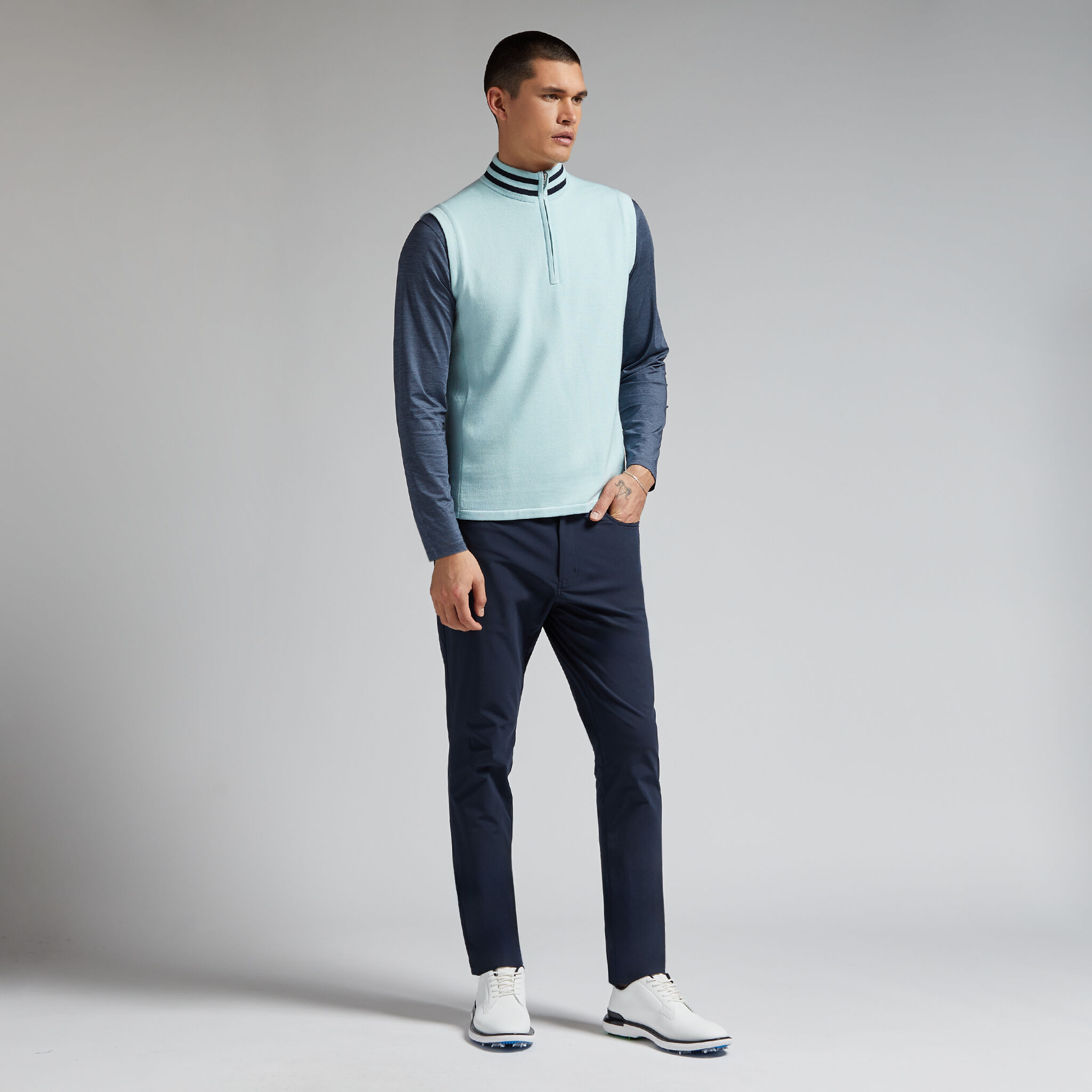 WIND BREAKER MERINO WOOL QUARTER ZIP VEST | MEN'S JACKETS