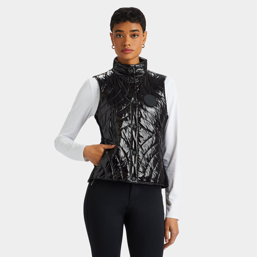QUILTED NYLON COATED MERINO WOOL-LINED SNAP VEST image number 3
