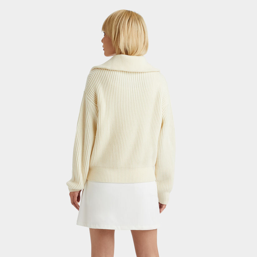 RIBBED FUNNEL NECK QUARTER ZIP SWEATER image number 5