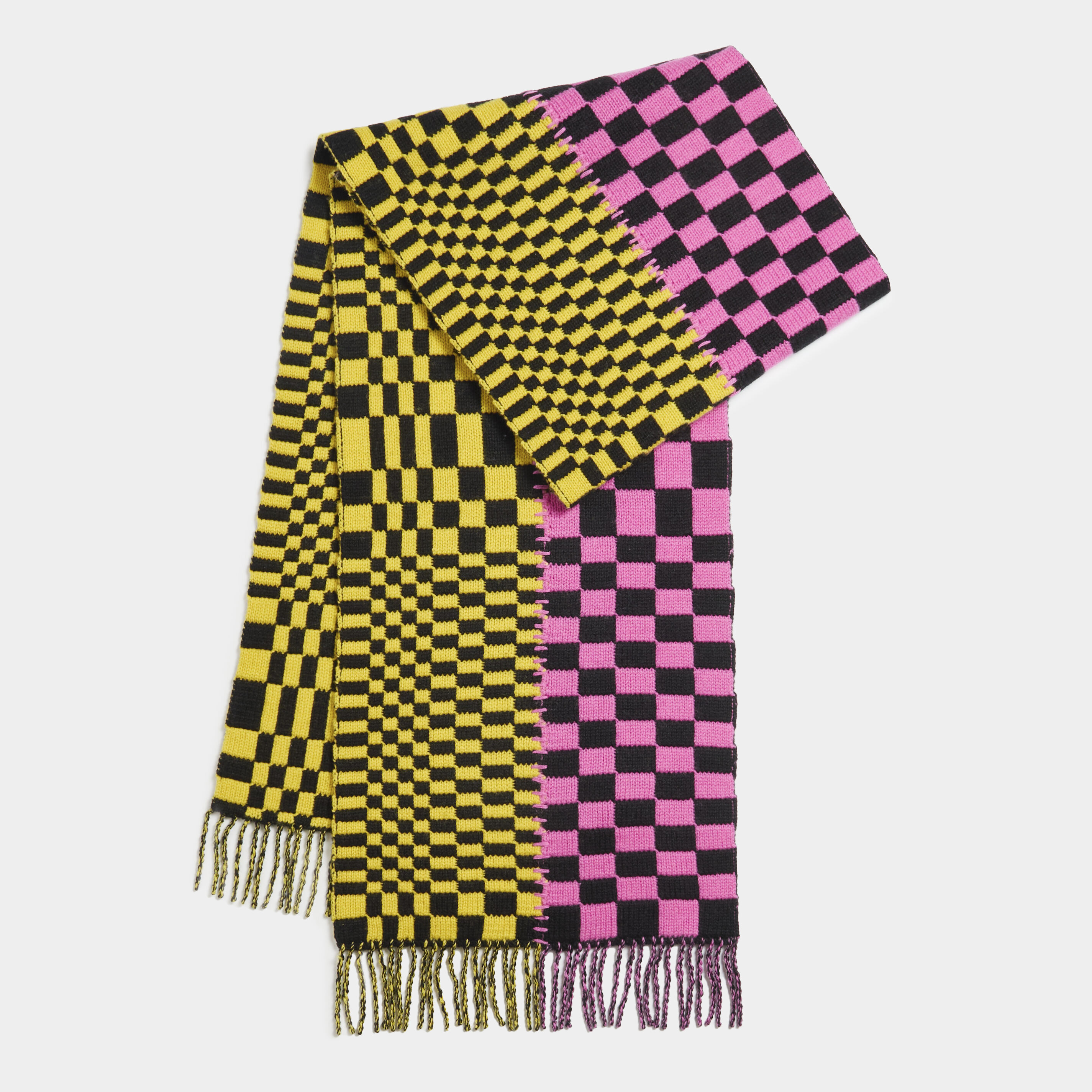 LTD RELEASE DISTORTED CHECK MERINO WOOL SCARF