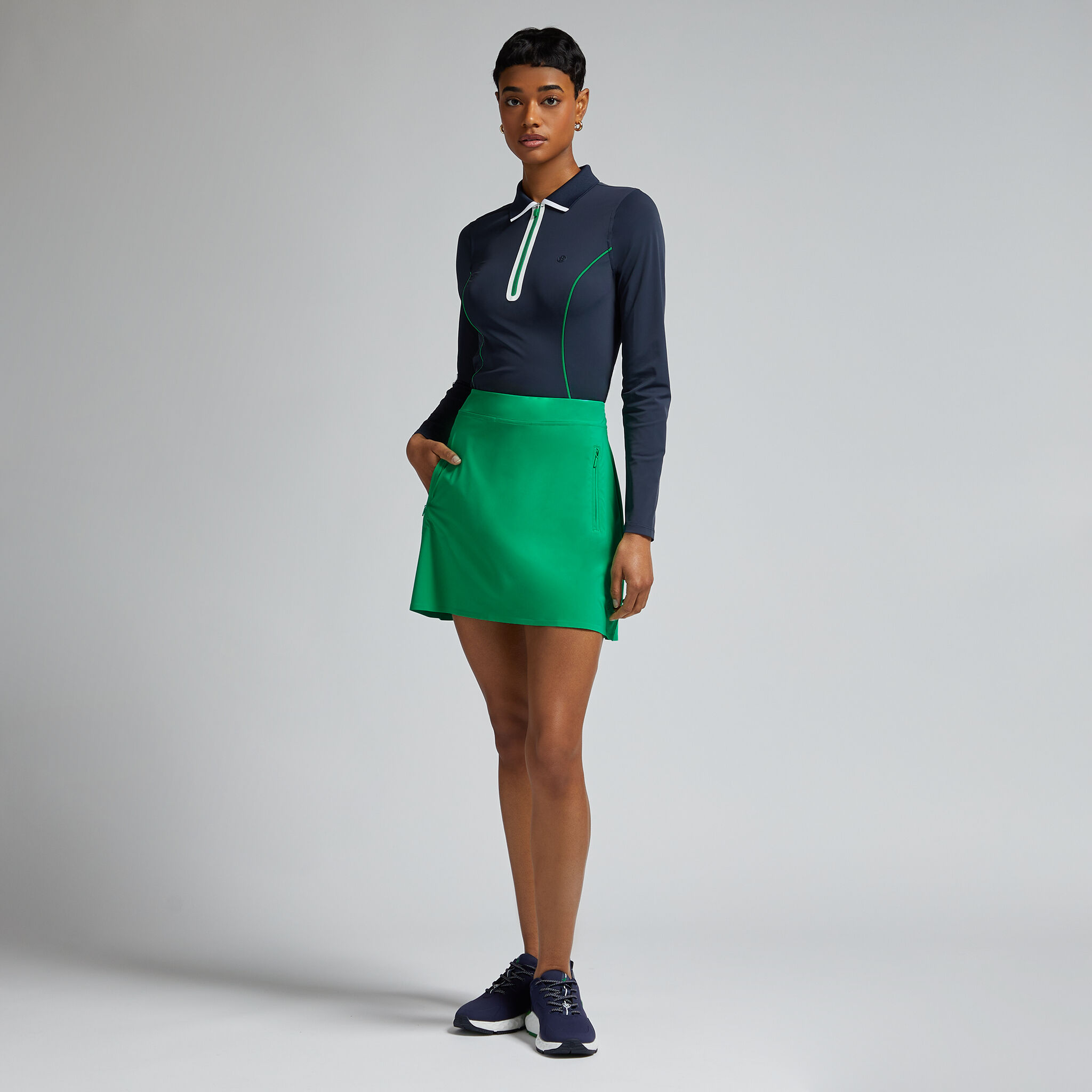 Zip long sleeve polo best sale