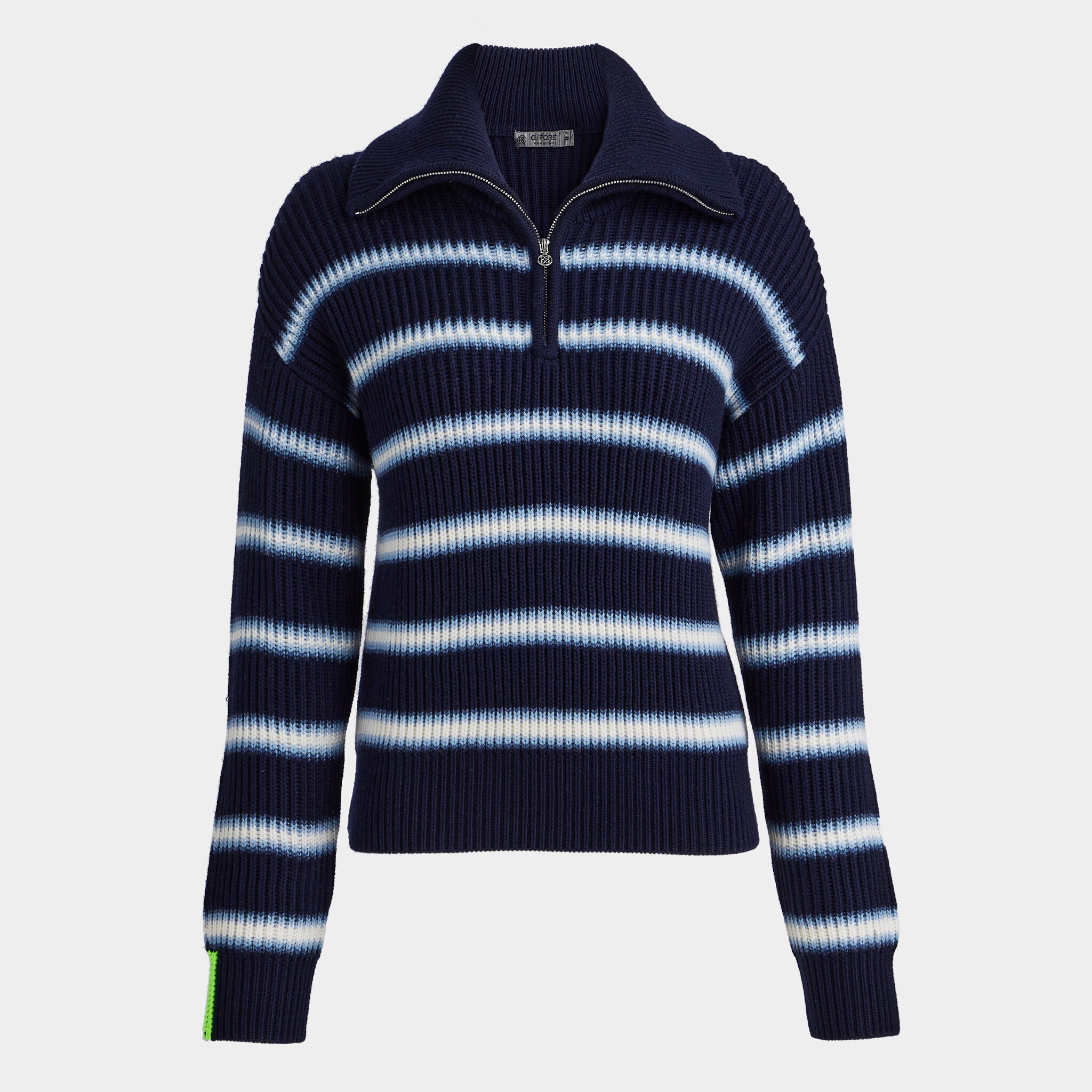 GRADIENT STRIPE RIBBED FUNNEL NECK QUARTER ZIP SWEATER G FORE