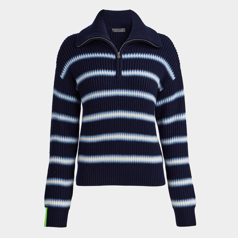 GRADIENT STRIPE RIBBED FUNNEL NECK QUARTER ZIP SWEATER – G/FORE