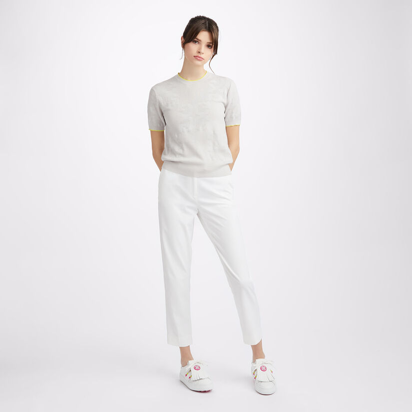 LIMITED EDITION POINTELLE JACQUARD CIRCLE G'S MERINO WOOL SHORT SLEEVE SWEATER image number 4