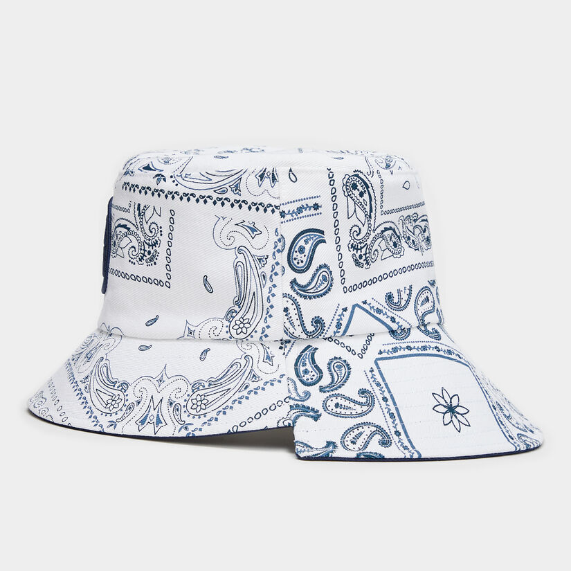 ASYMMETRICAL BORO COTTON TWILL BUCKET HAT image number 4