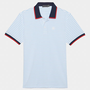 STAPLE STRIPE RIB COLLAR TECH JERSEY SLIM FIT POLO