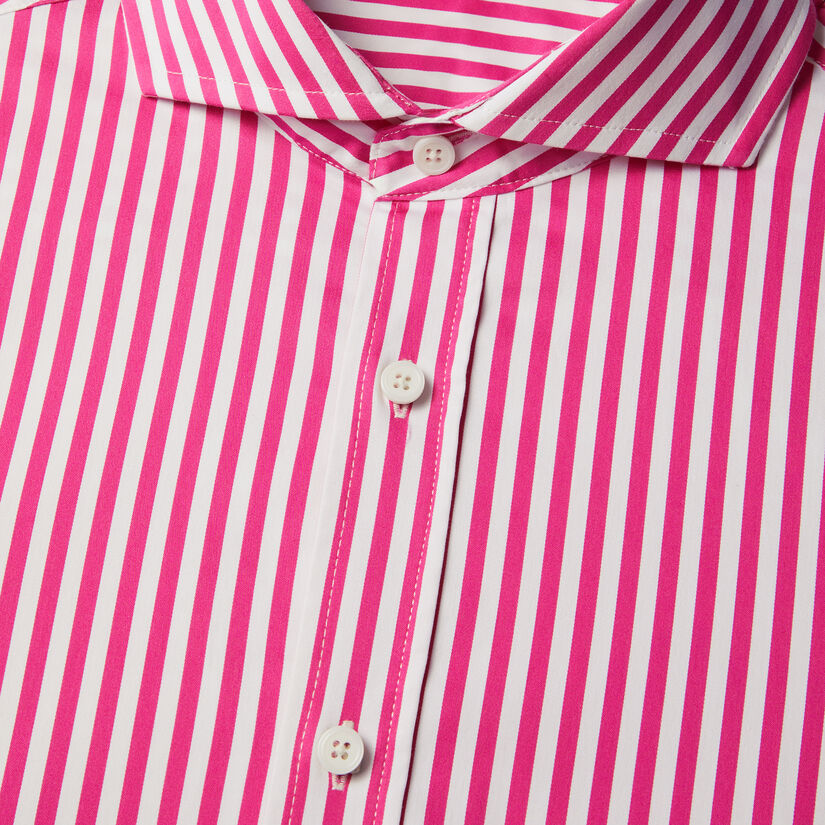 VERTICAL STRIPE STRETCH ICE WOVEN MODERN SPREAD COLLAR SHIRT image number 7