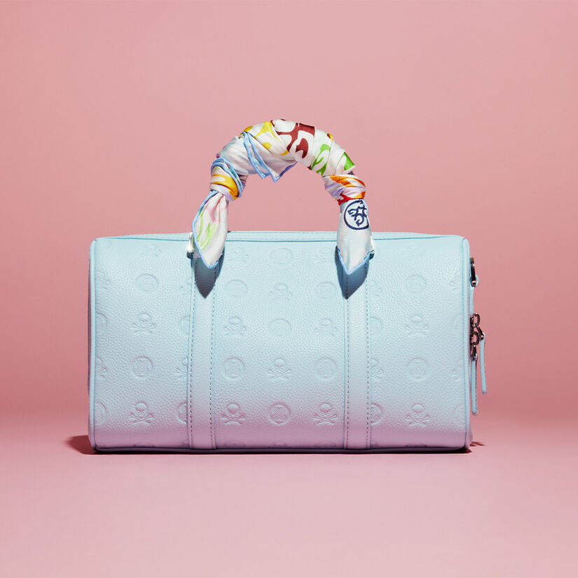 EMBOSSED SKULL & TEES LEATHER MINI DUFFEL CART BAG image number 2