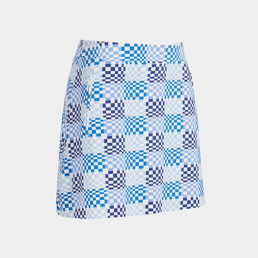 GRADIENT CHECK SILKY TECH NYLON A-LINE SKORT image number 1