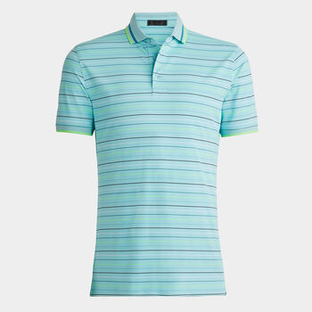 MULTI STRIPE BANDED SLEEVE TECH PIQUÉ POLO