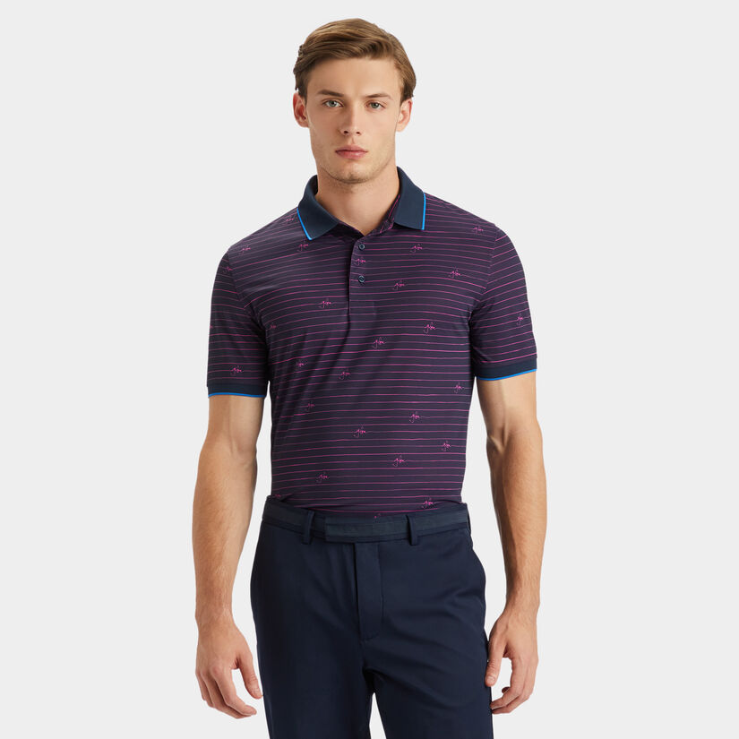 G/FORE SCRIPT STRIPE BANDED SLEEVE TECH PIQUÉ POLO image number 3